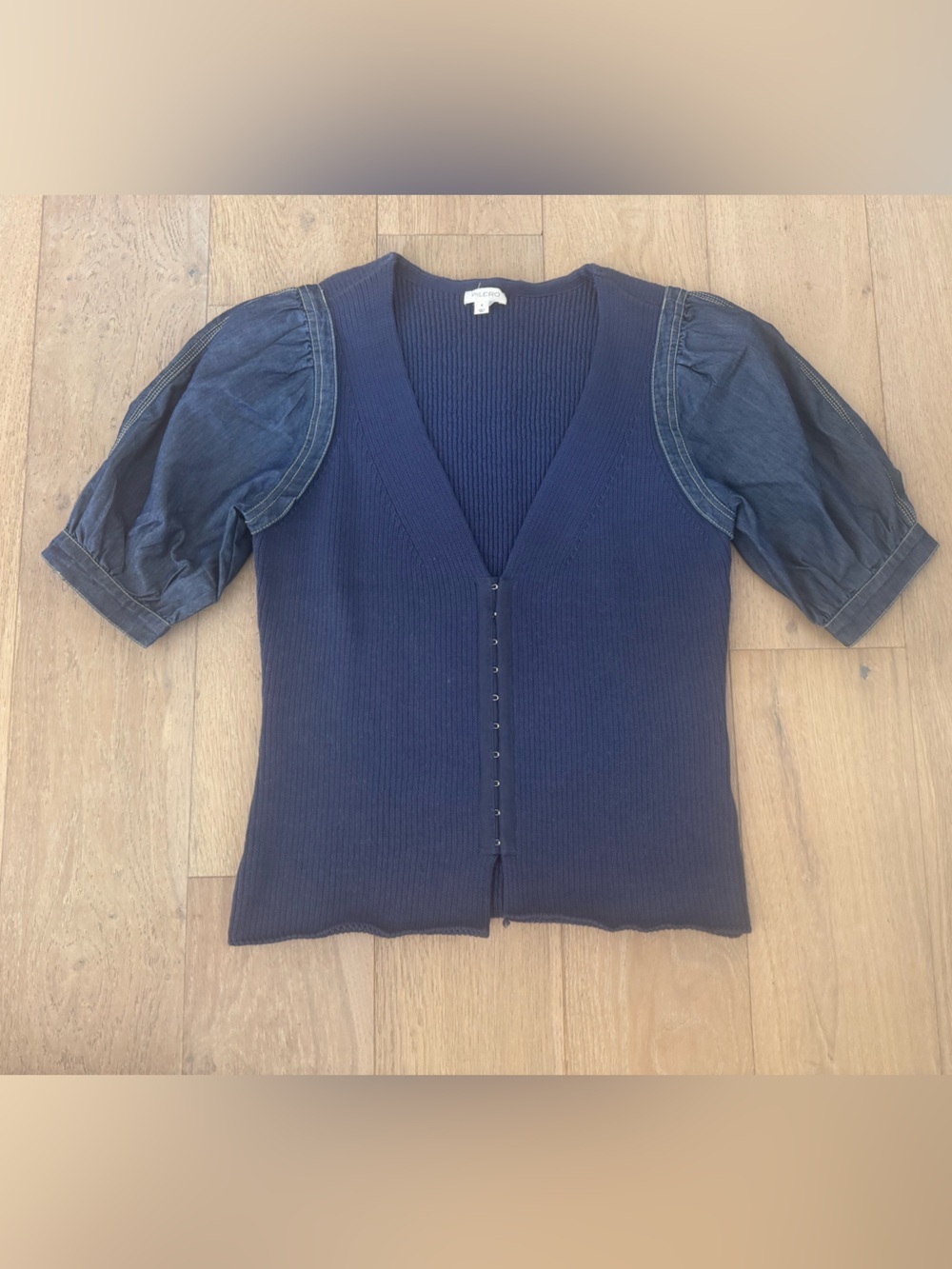 PILCRO By Anthropologie Puff-Sleeve Cardigan Sweater Women's Size s